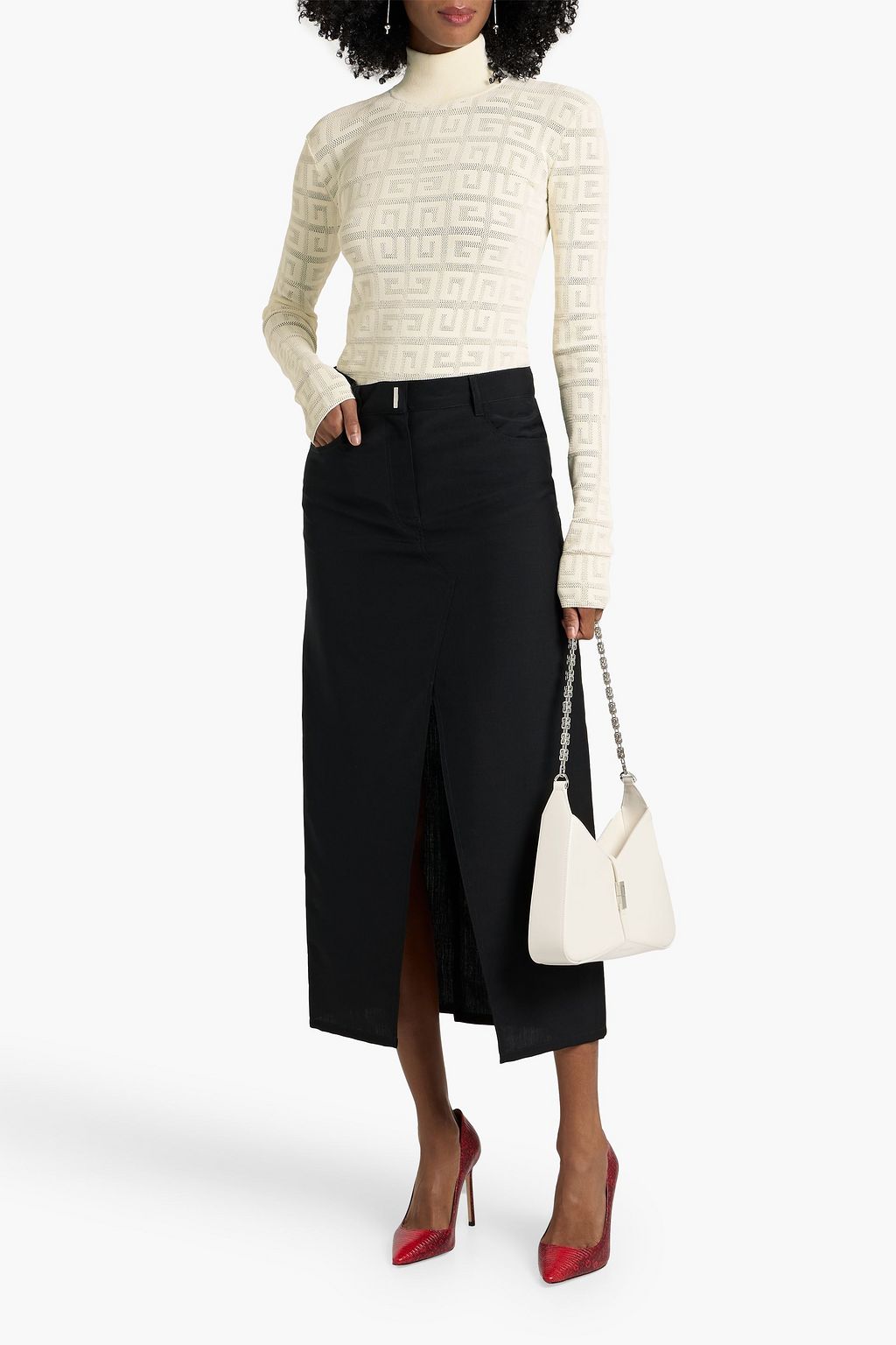 GIVENCHY Wool and mohair-blend midi skirt
