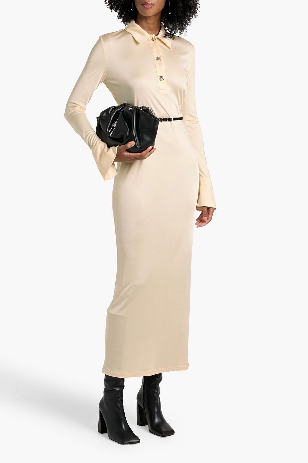 GIVENCHY Belted satin maxi shirt dress