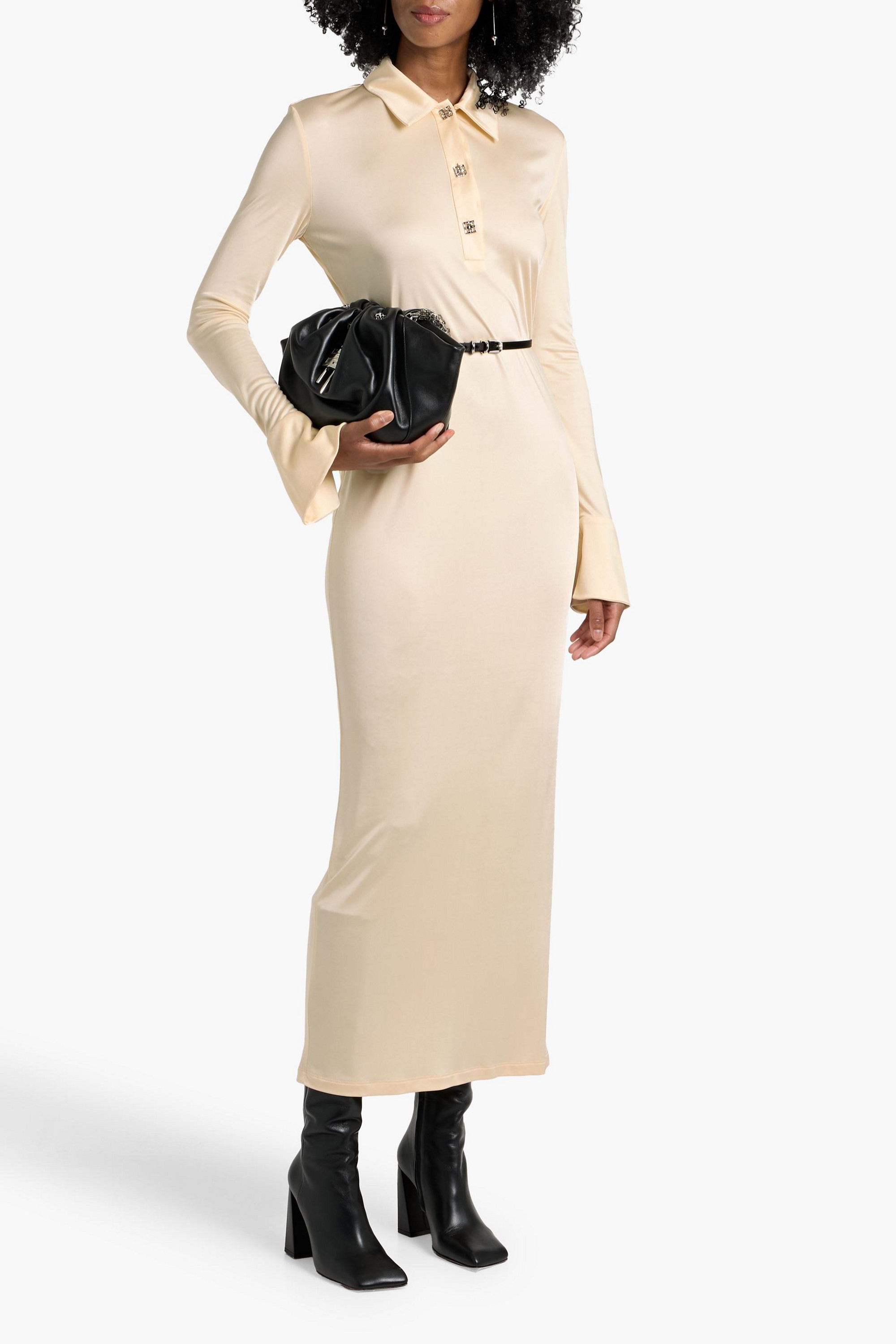 maxi satin shirt dress ROSA MAXI SHIRT DRESS