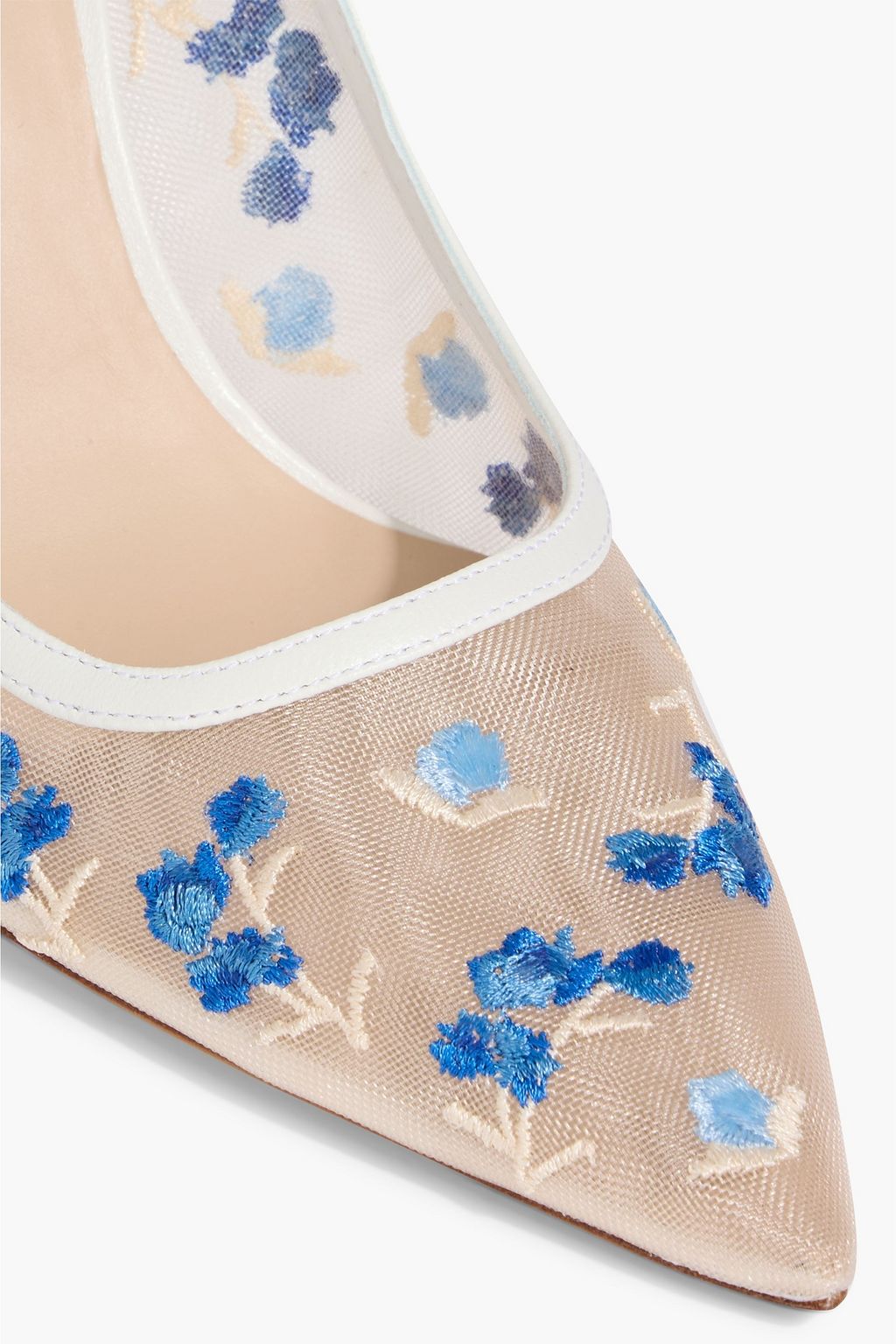 STUART WEITZMAN Stuart Power 85 embroidered tulle and leather pumps