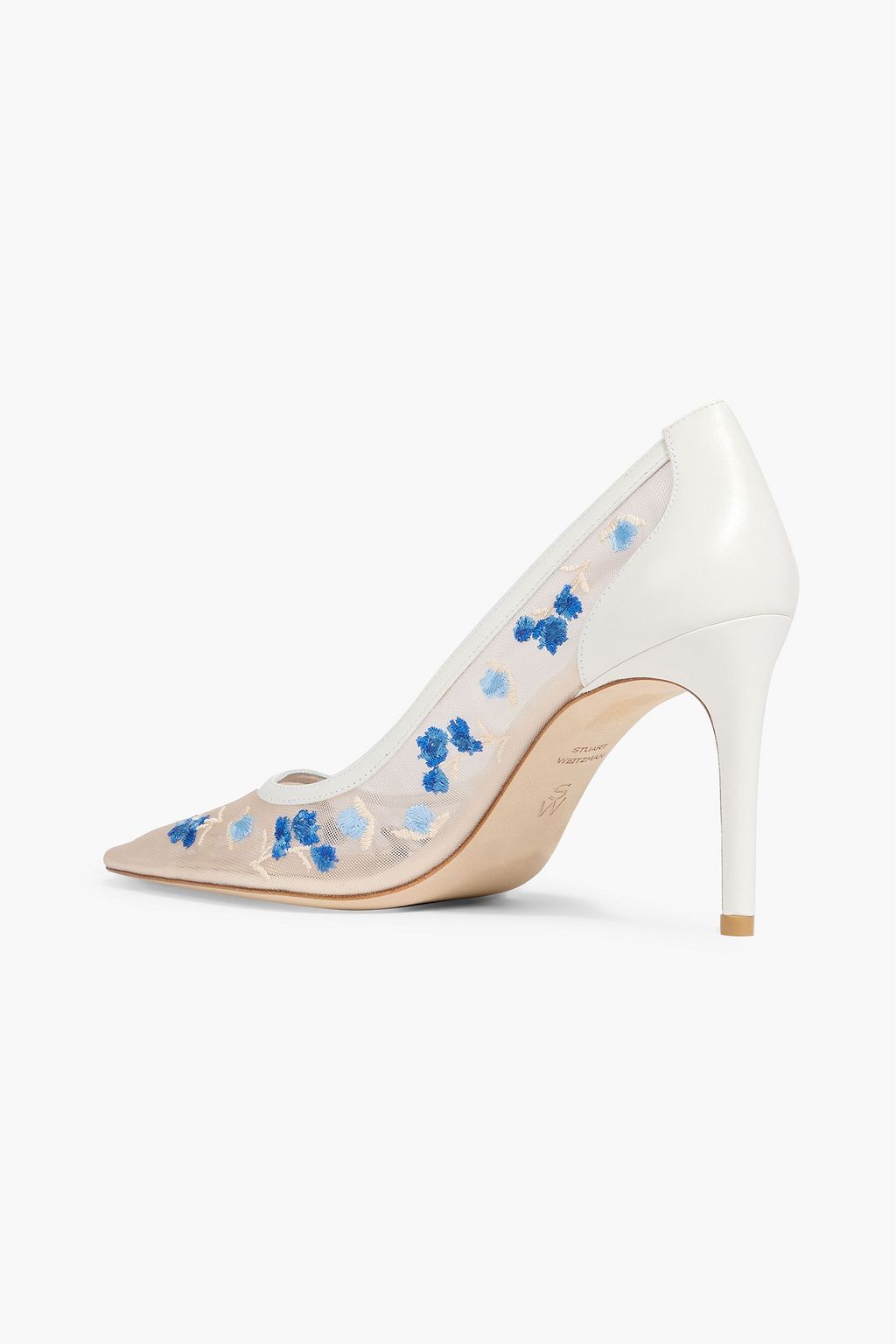 STUART WEITZMAN Stuart Power 85 embroidered tulle and leather pumps