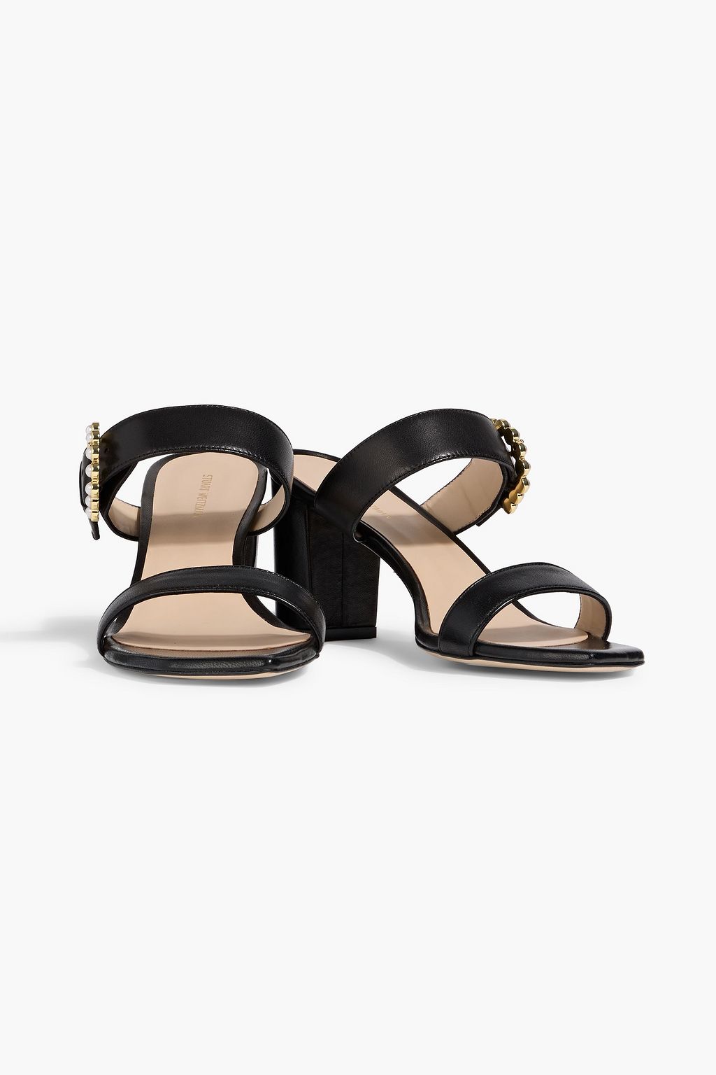 STUART WEITZMAN Piper 75 faux pearl-embellished leather sandals