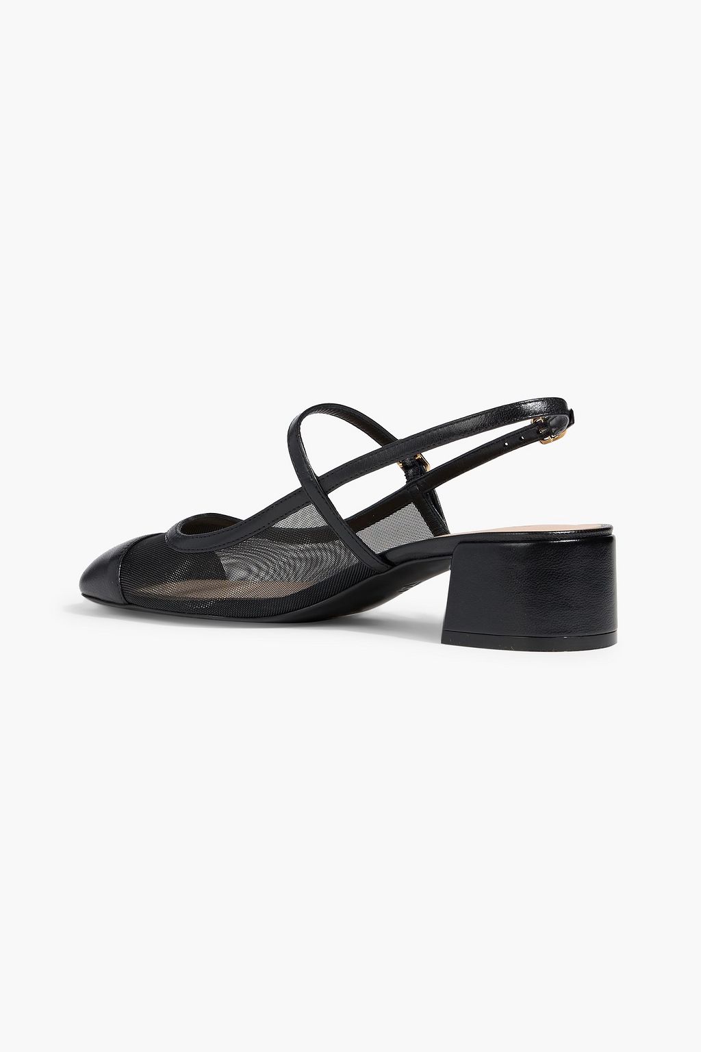 STUART WEITZMAN Maeve mesh and leather slingback Mary Jane pumps