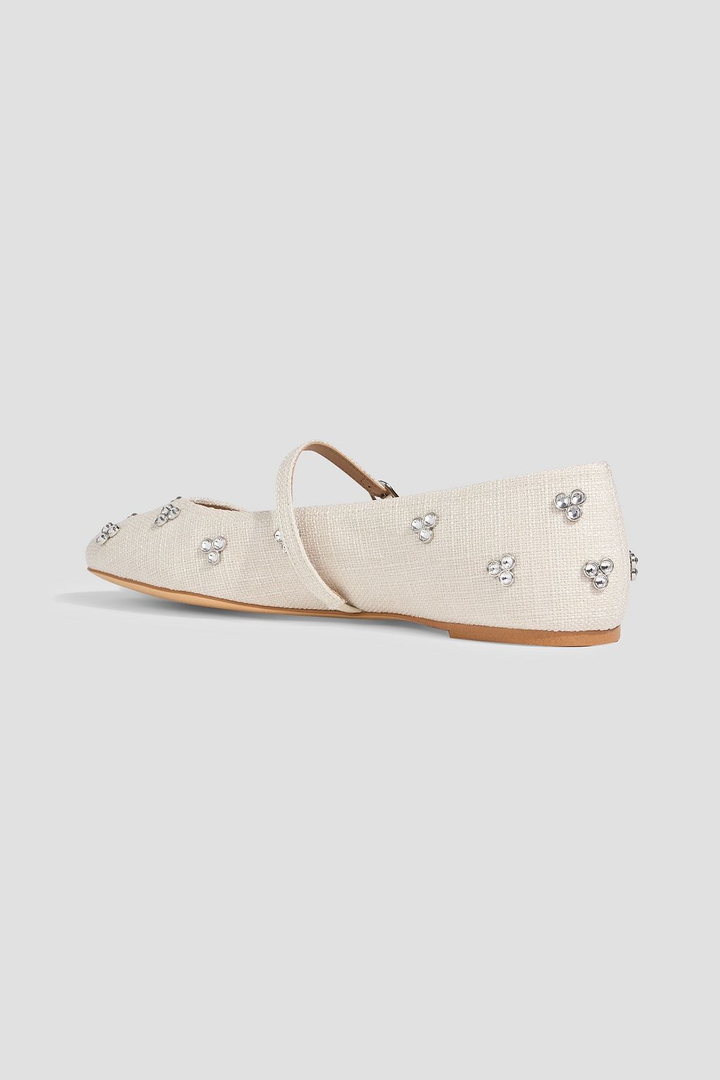 STUART WEITZMAN Tammy crystal-embellished canvas Mary Jane flats