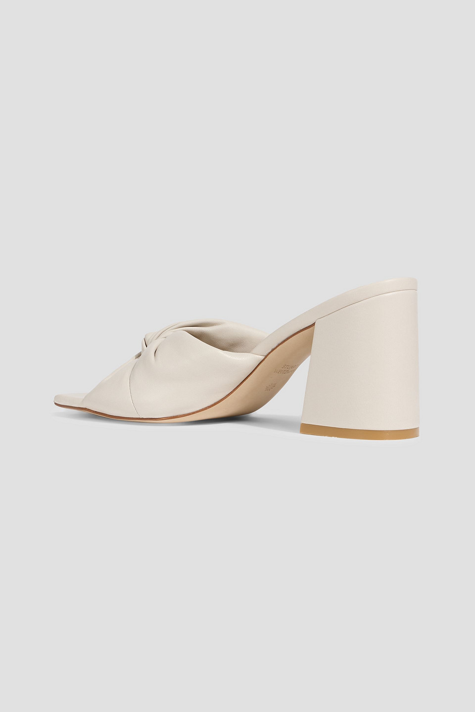 Stuart Weitzman Glamknot 85 Leather Mules In Neutral