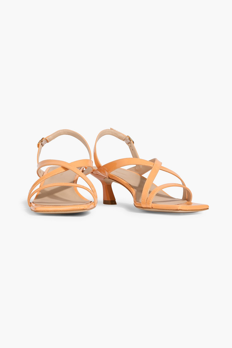 Stuart Weitzman Oasis 50 Patent-leather Slingback Sandals In Orange
