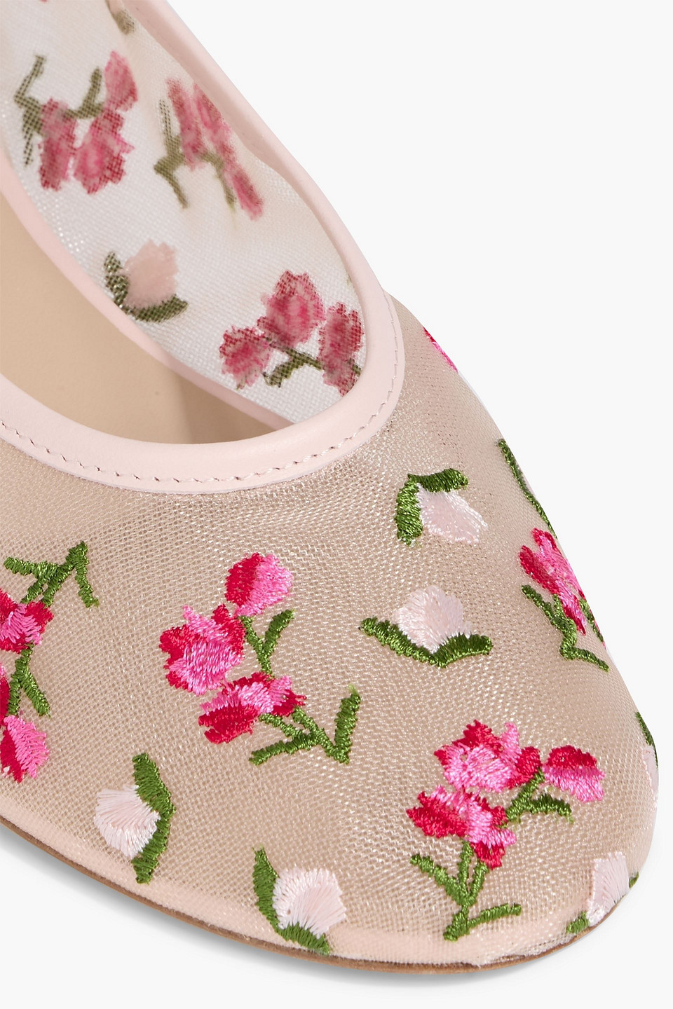 Stuart Weitzman Bareitall Flower Embroidered Ballet Flat In Pink