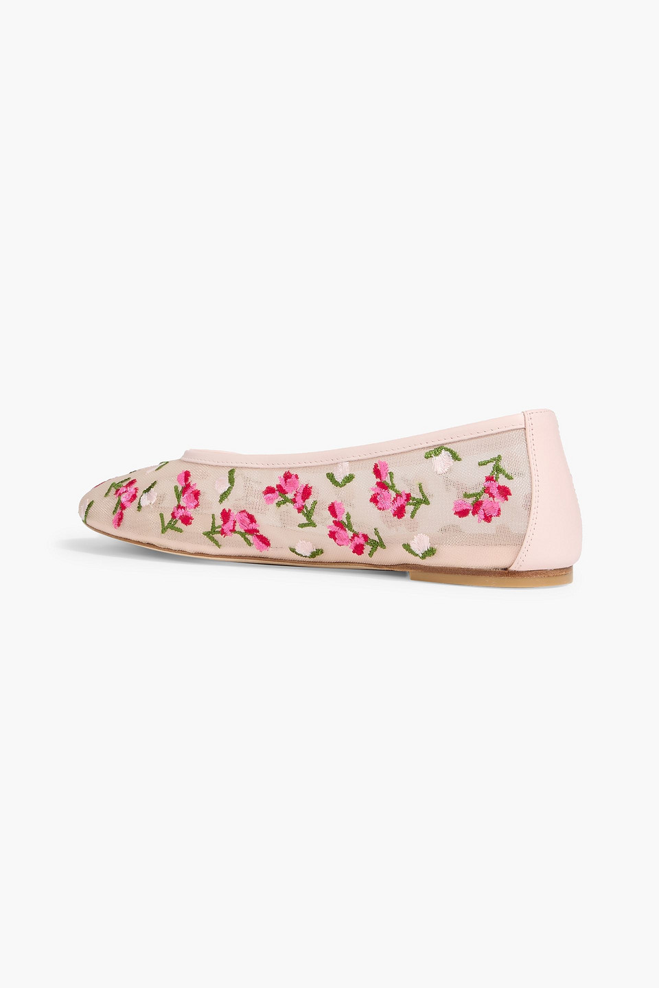 Stuart Weitzman Bareitall Flower Embroidered Ballet Flat In Pink