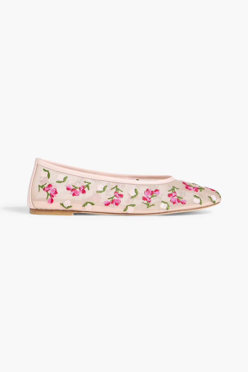 Stuart Weitzman Bareitall Flower Embroidered Ballet Flat In Pink
