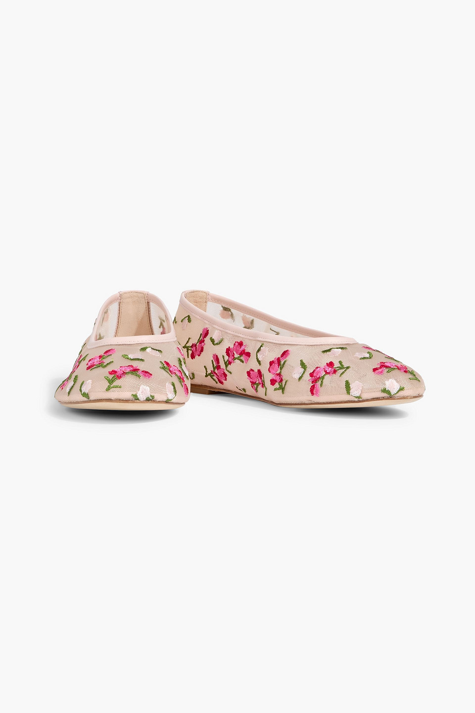 Stuart Weitzman Bareitall Flower Embroidered Ballet Flat In Pink