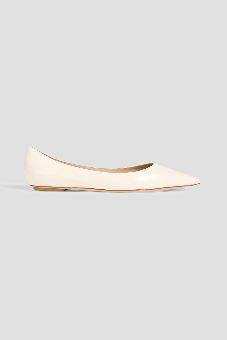 Stuart Weitzman Emilia Leather Point-toe Flats In White