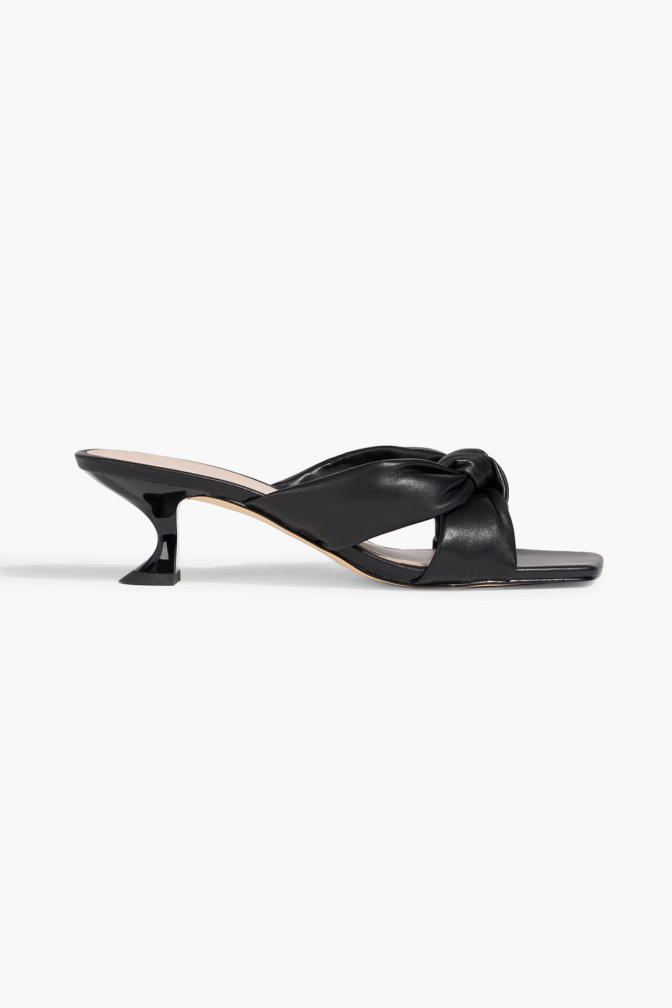 stuart weitzman - playa 50 knotted padded leather mules - black - us 9