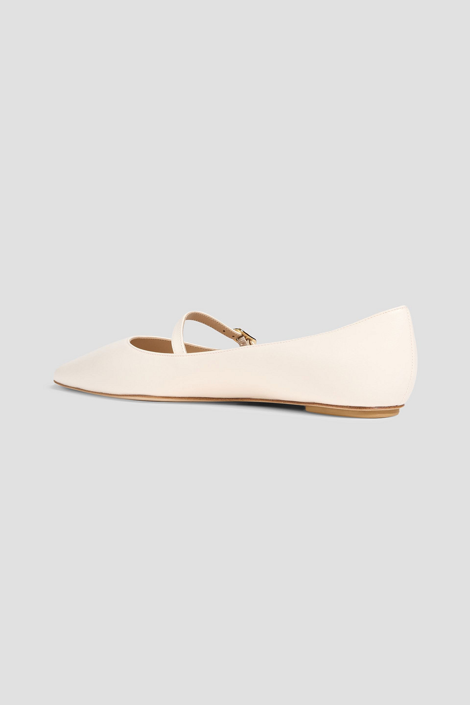 Stuart Weitzman Emilia Leather Mary Jane Flats In White