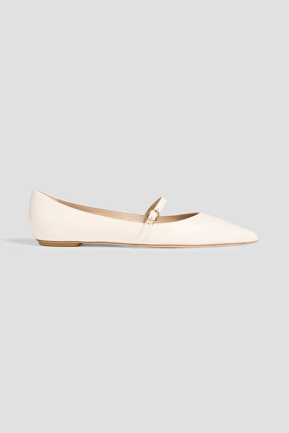 Stuart Weitzman Emilia Leather Mary Jane Flats In White