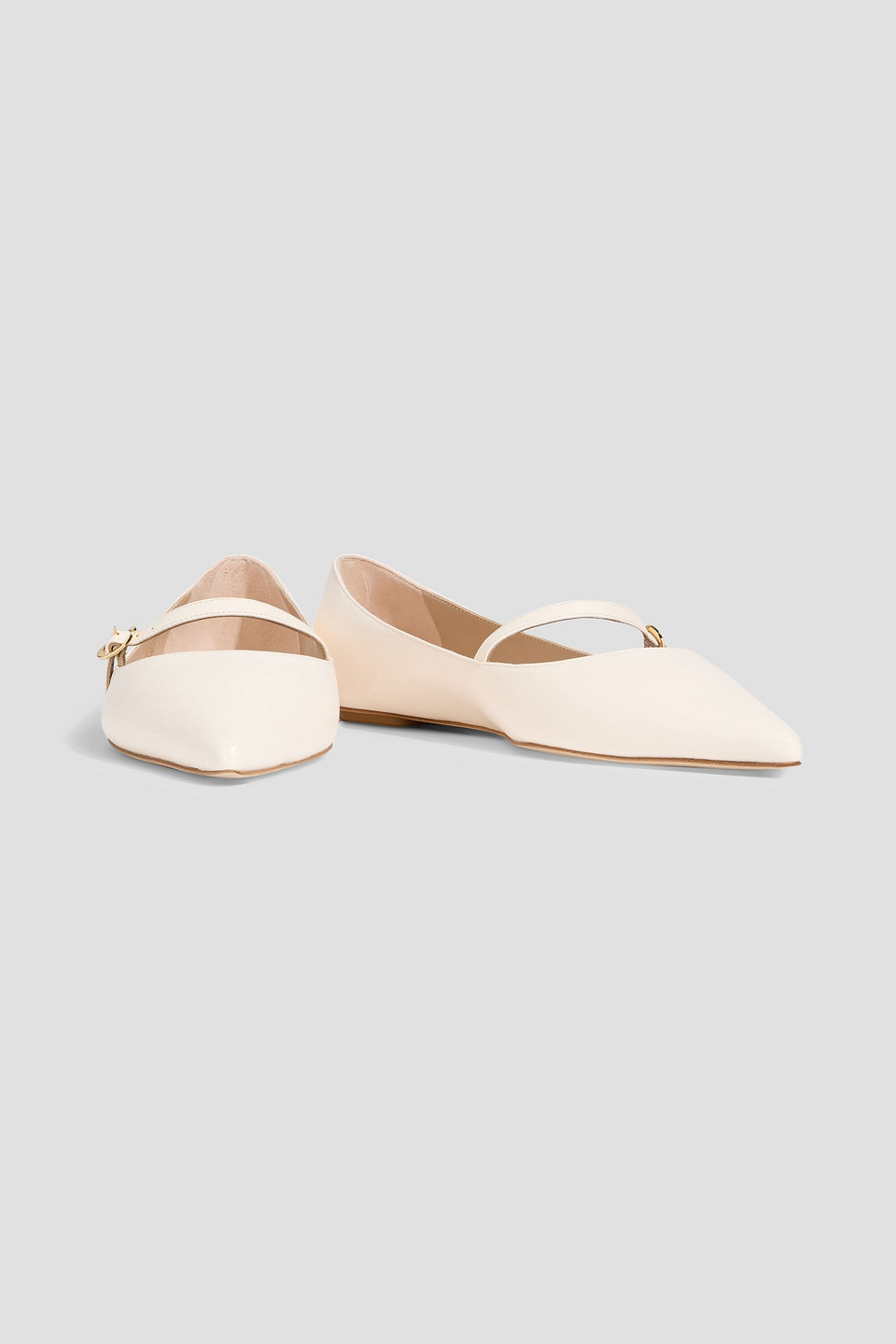 Stuart Weitzman Emilia Leather Mary Jane Flats In White