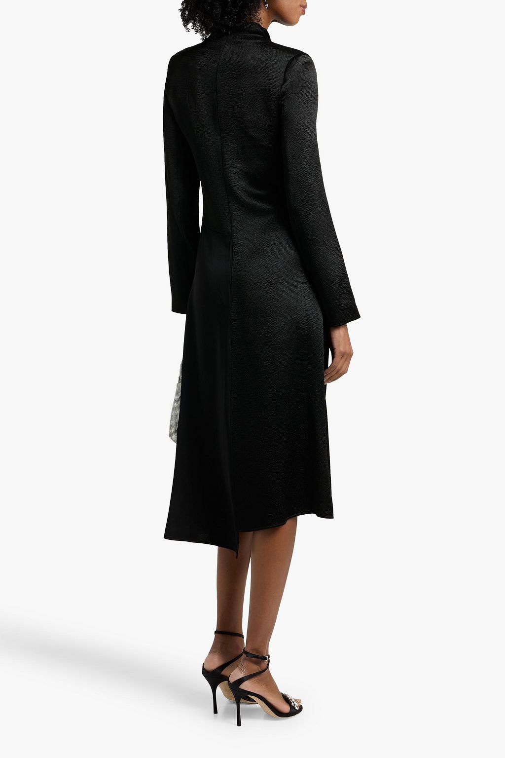 GIVENCHY Wrap-effect crystal-embellished satin and crepe midi dress