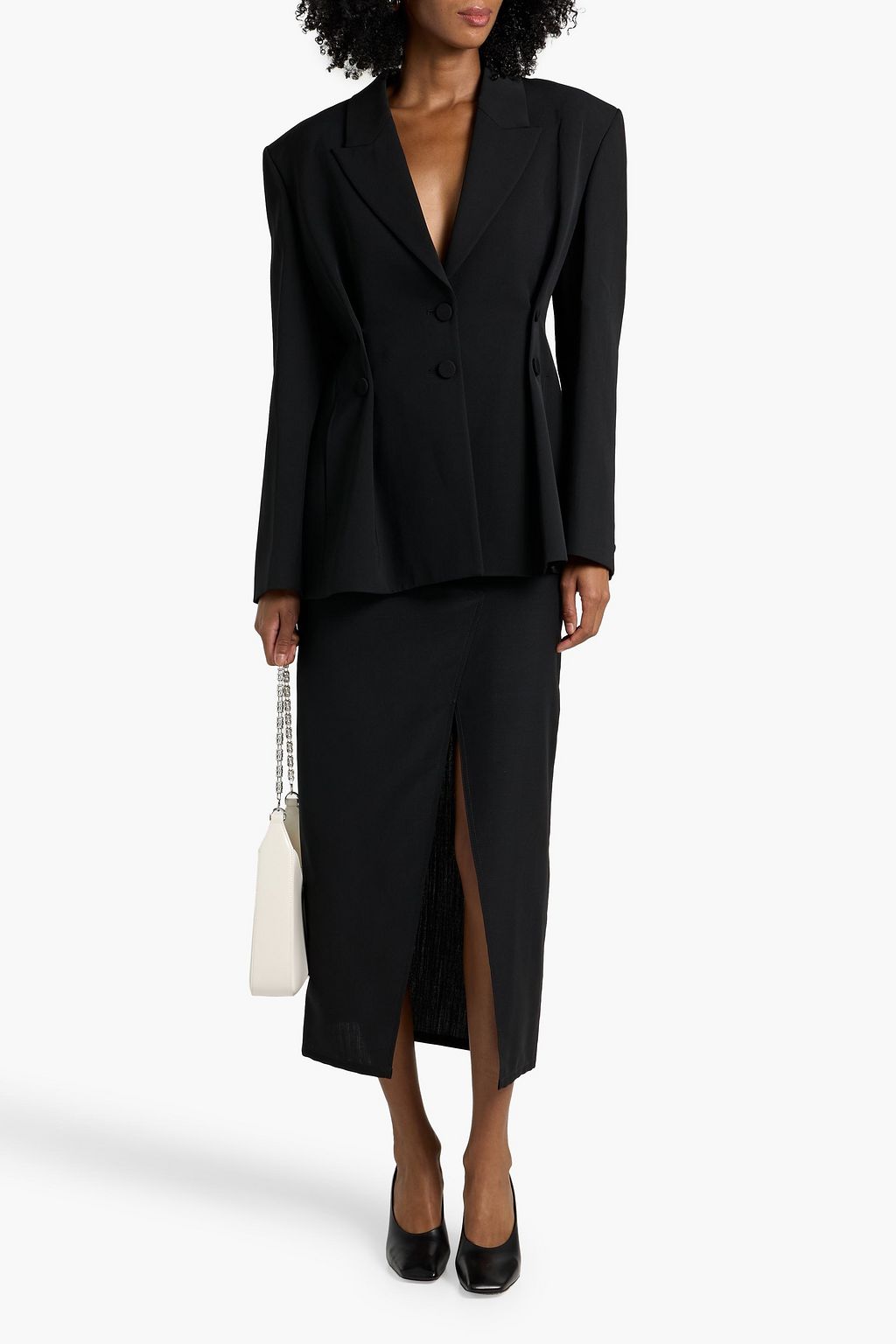 GIVENCHY Button-detailed pleated wool-twill blazer