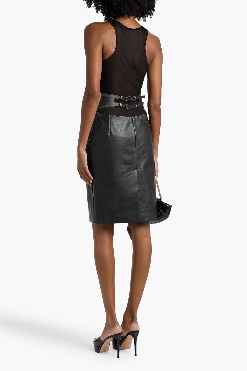 GIVENCHY Buckle-detailed cutout leather skirt