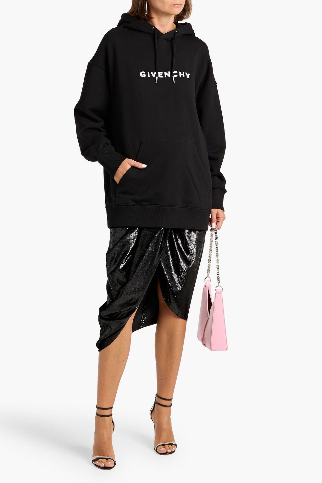 GIVENCHY Flocked French cotton-terry hoodie