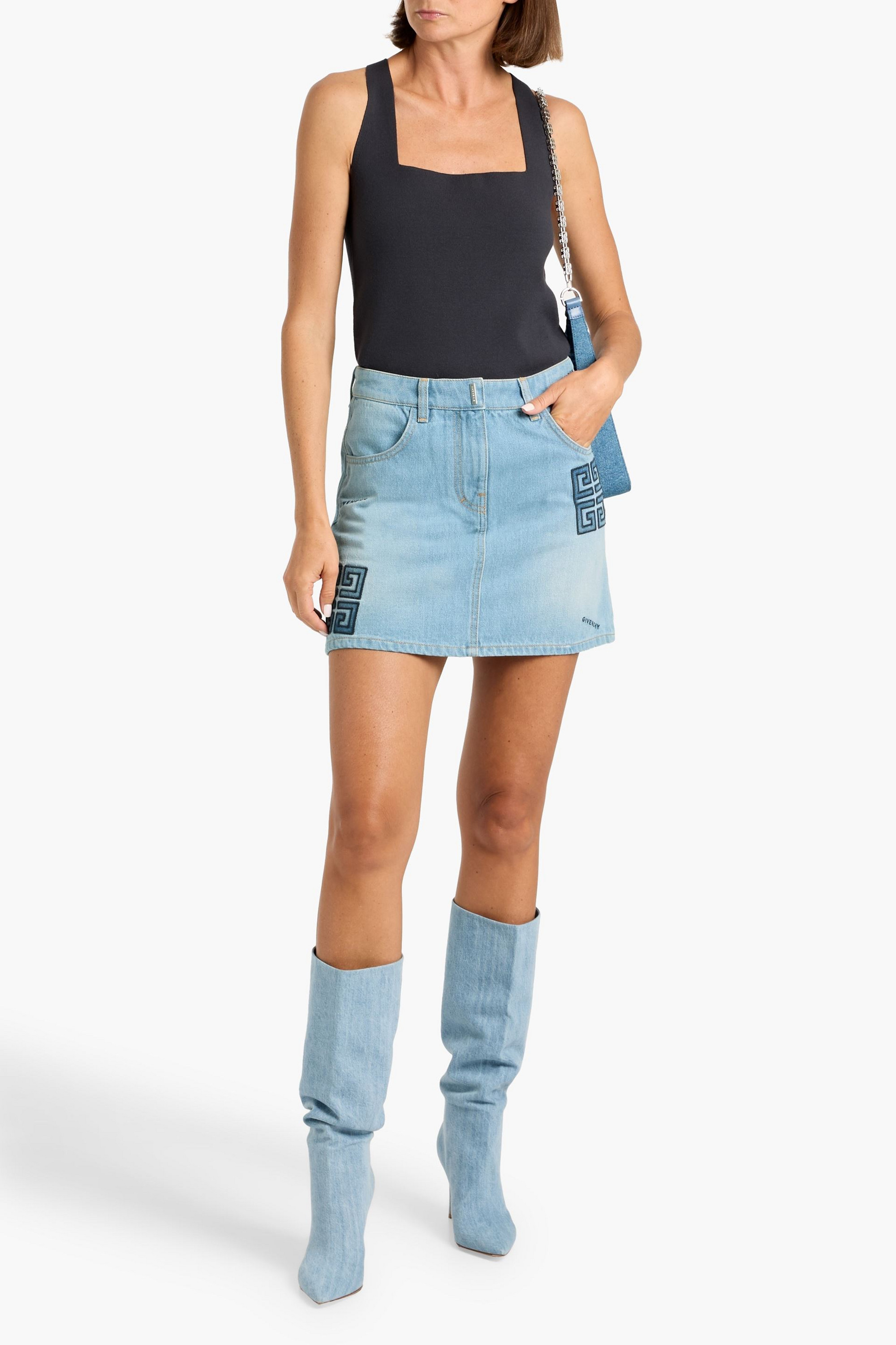 Givenchy Embroidered denim mini skirt