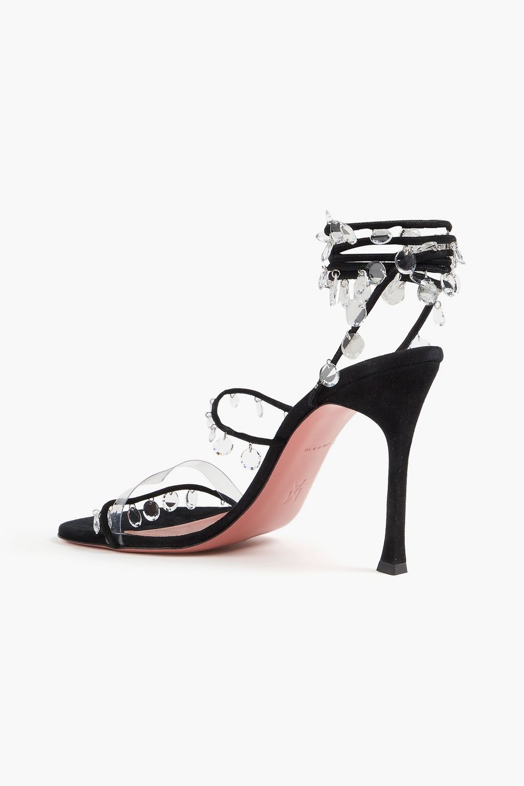 AMINA MUADDI Tina crystal-embellished suede and PVC sandals