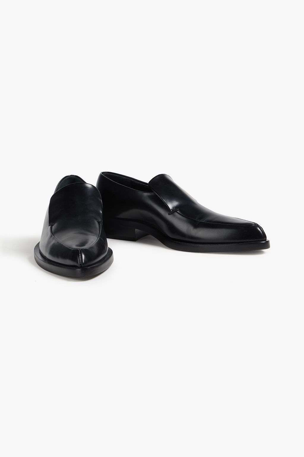 JIL SANDER Embellished glossed-leather loafers