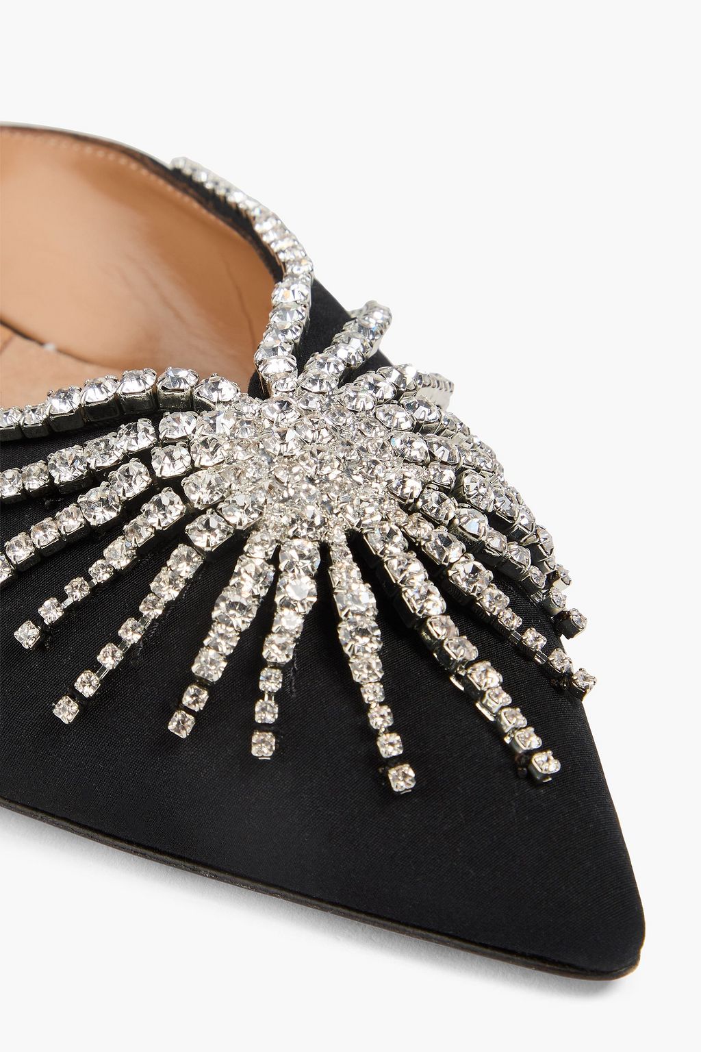 AQUAZZURA Sunshine crystal-embellished satin point-toe flats