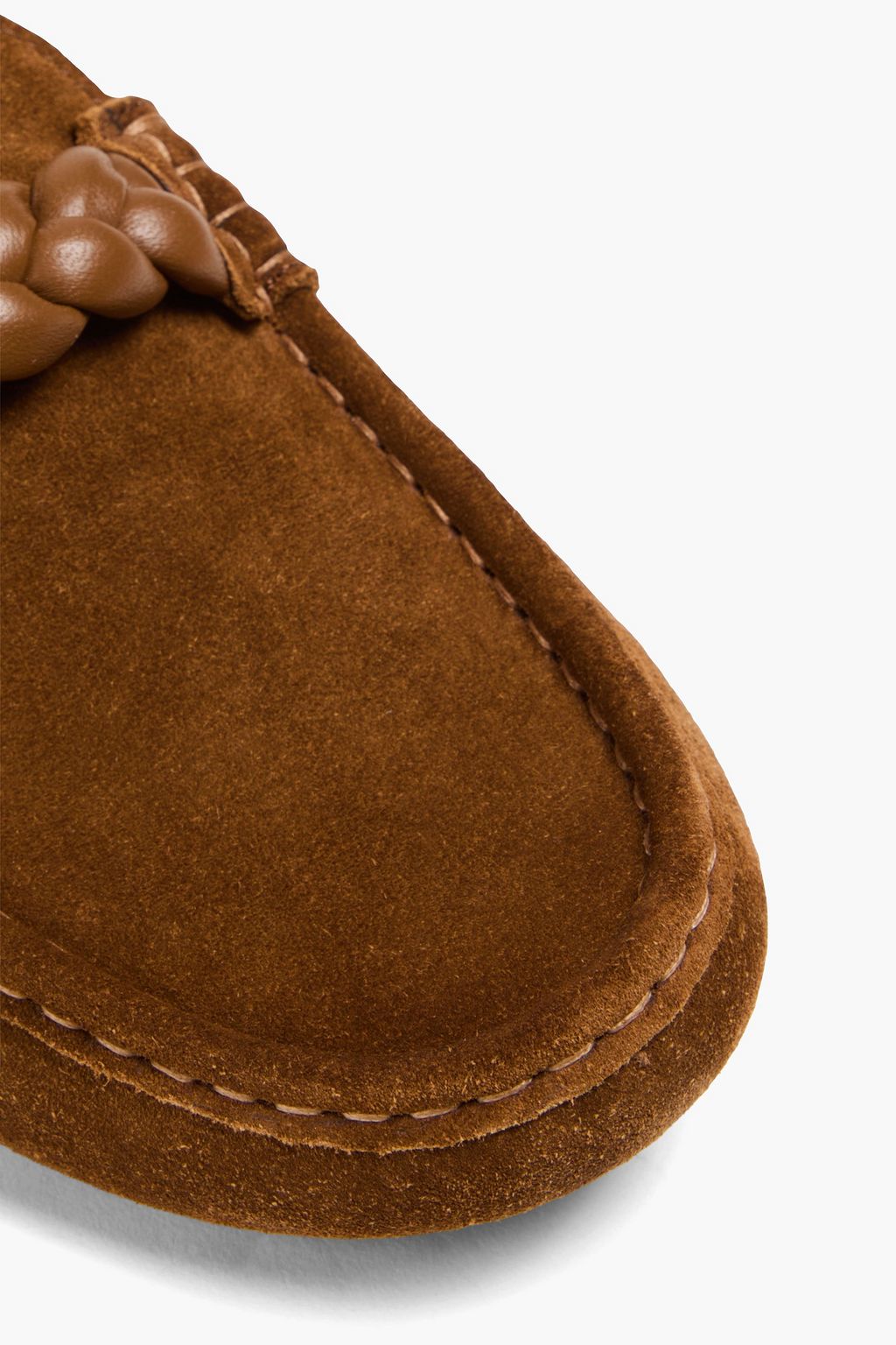 GIANVITO ROSSI Monza braided leather-trimmed suede loafers