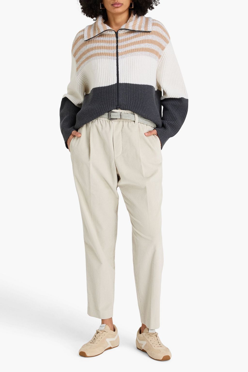 BRUNELLO CUCINELLI コットンコーデュロイ テーパードパンツ ビーズ付き