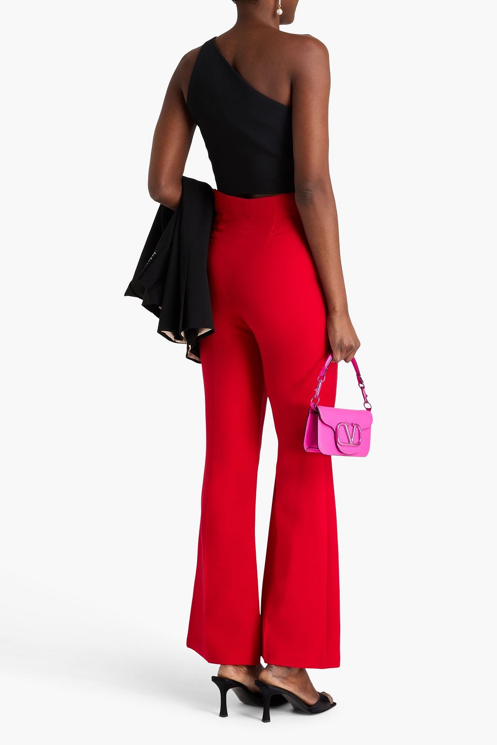 ROLAND MOURET Wool and silk-blend crepe wide-leg pants