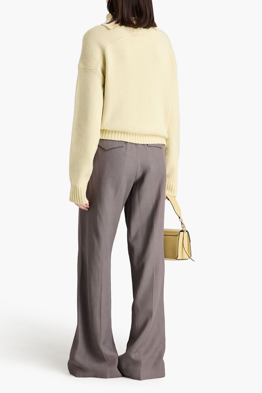 JIL SANDER Belted pleated canvas straight-leg pants