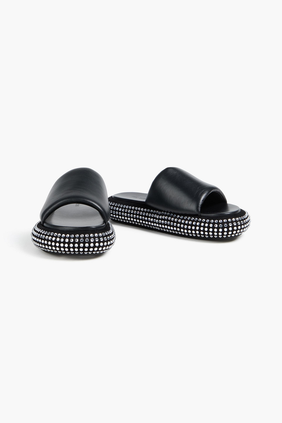  Jw Anderson - Plateau-pantoletten Aus Leder Und Veloursleder Mit Kristallverzierung - Schwarz - Eu 37 