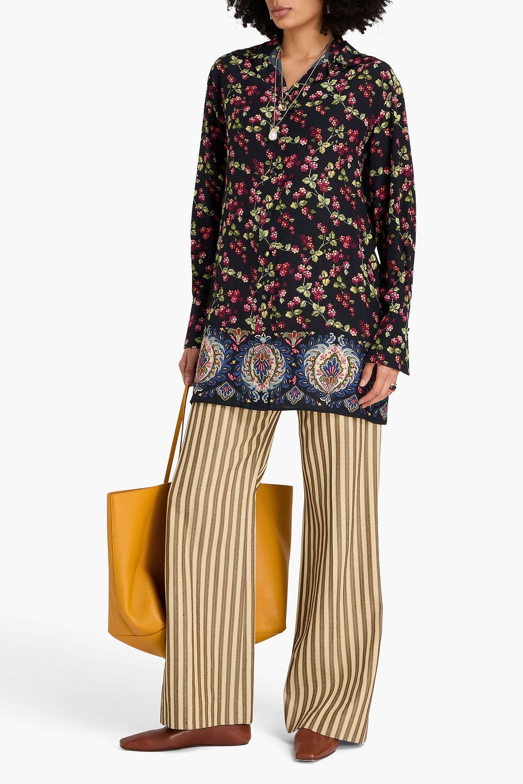 ETRO Bedrucktes Hemd aus Crêpe de Chine aus Seide