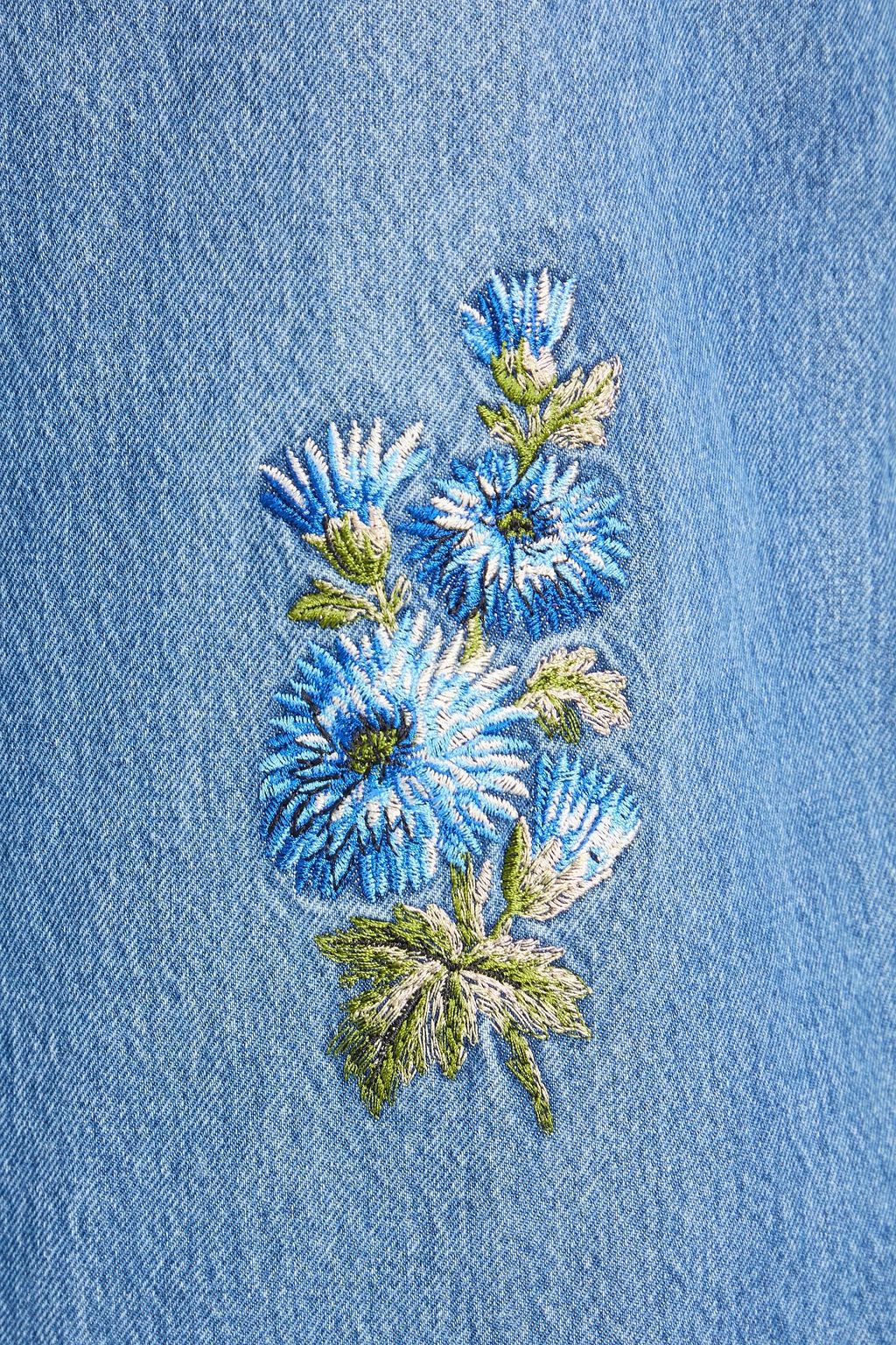 ETRO Embroidered denim wide-leg jumpsuit