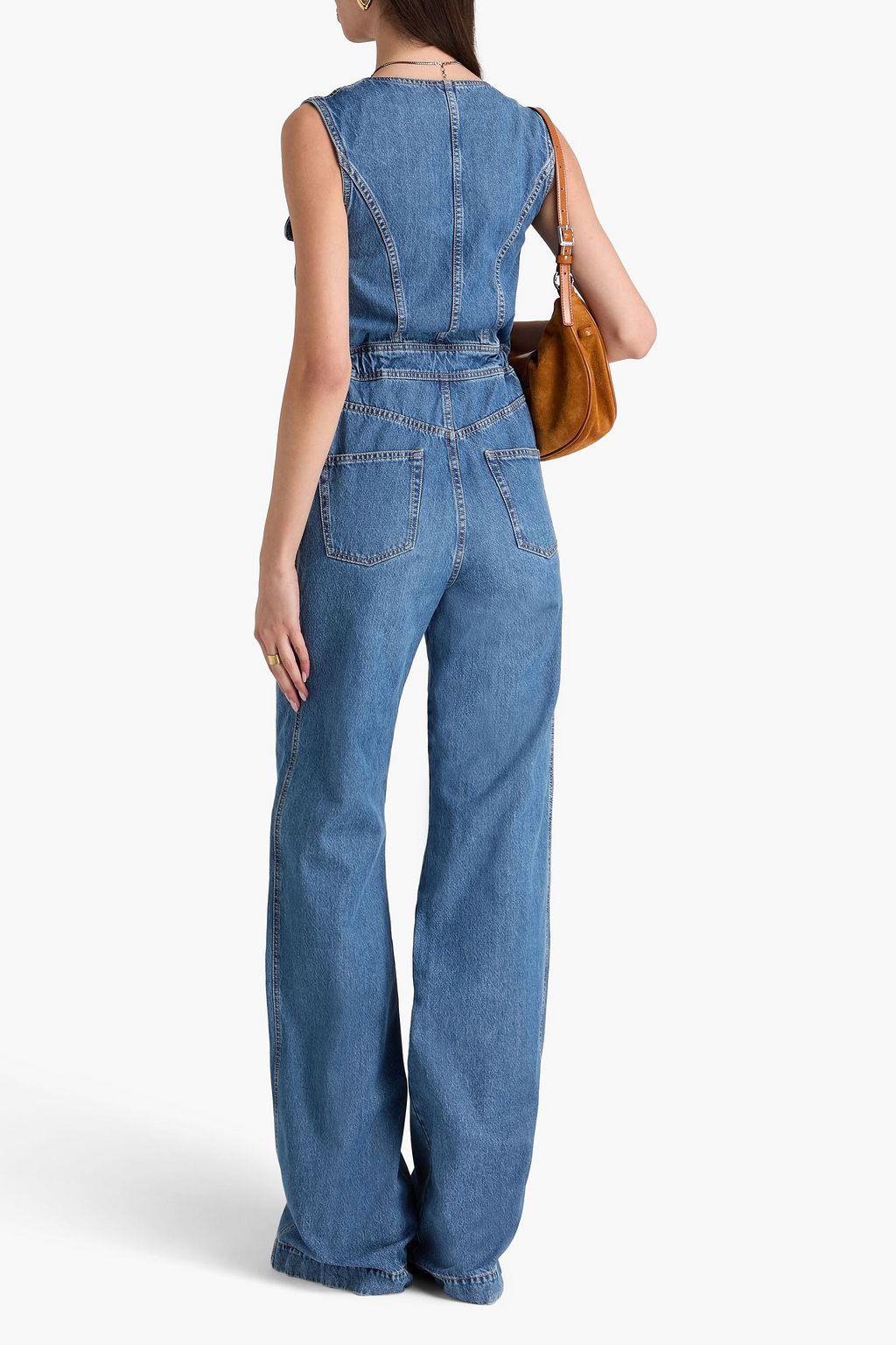 ETRO Embroidered denim wide-leg jumpsuit