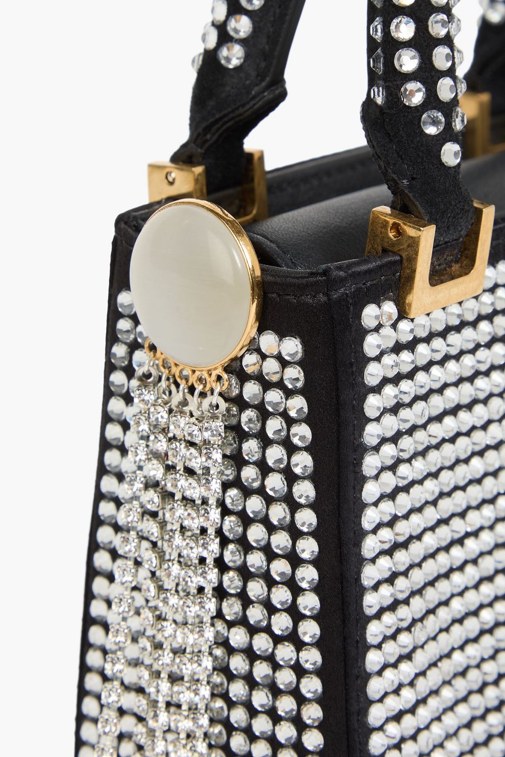 MAGDA BUTRYM Crystal-embellished suede and leather tote