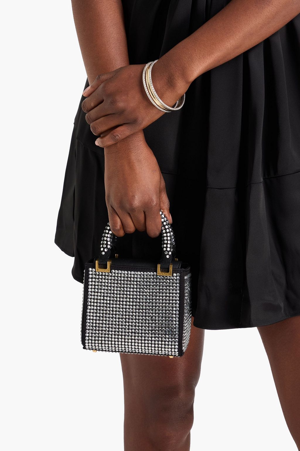 MAGDA BUTRYM Crystal-embellished suede and leather tote