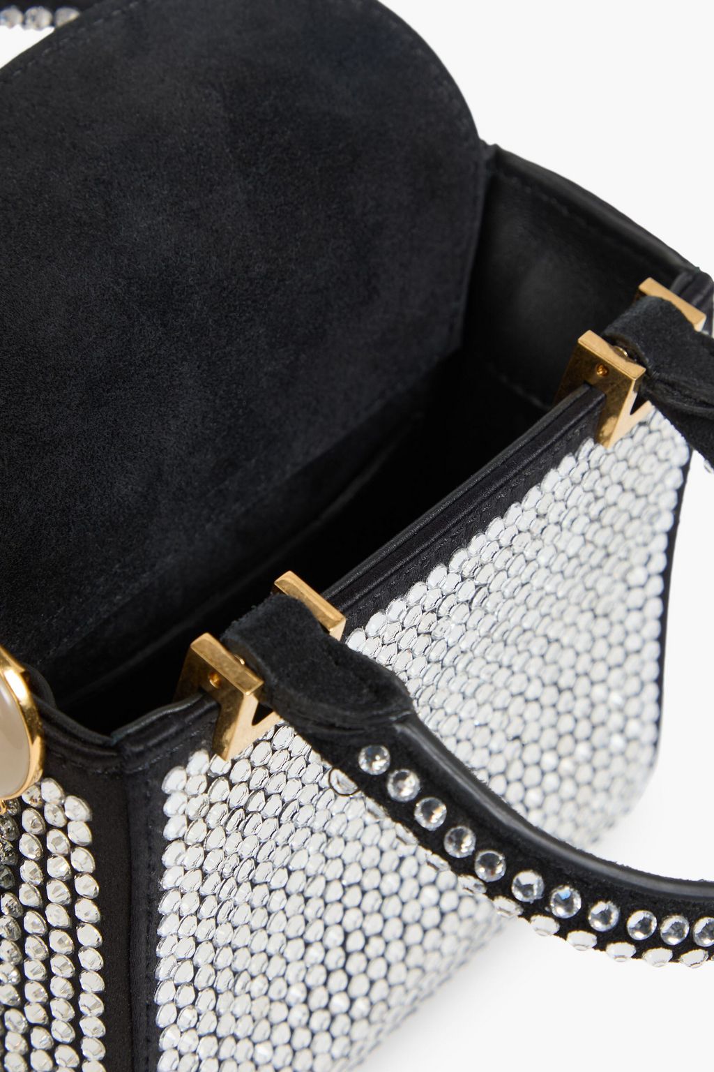 MAGDA BUTRYM Crystal-embellished suede and leather tote