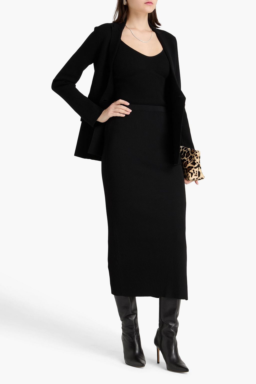 ALTUZARRA تنورة بقصّة مستقيمة متوسطة الطول من نسيج بحبكة مضلّعة