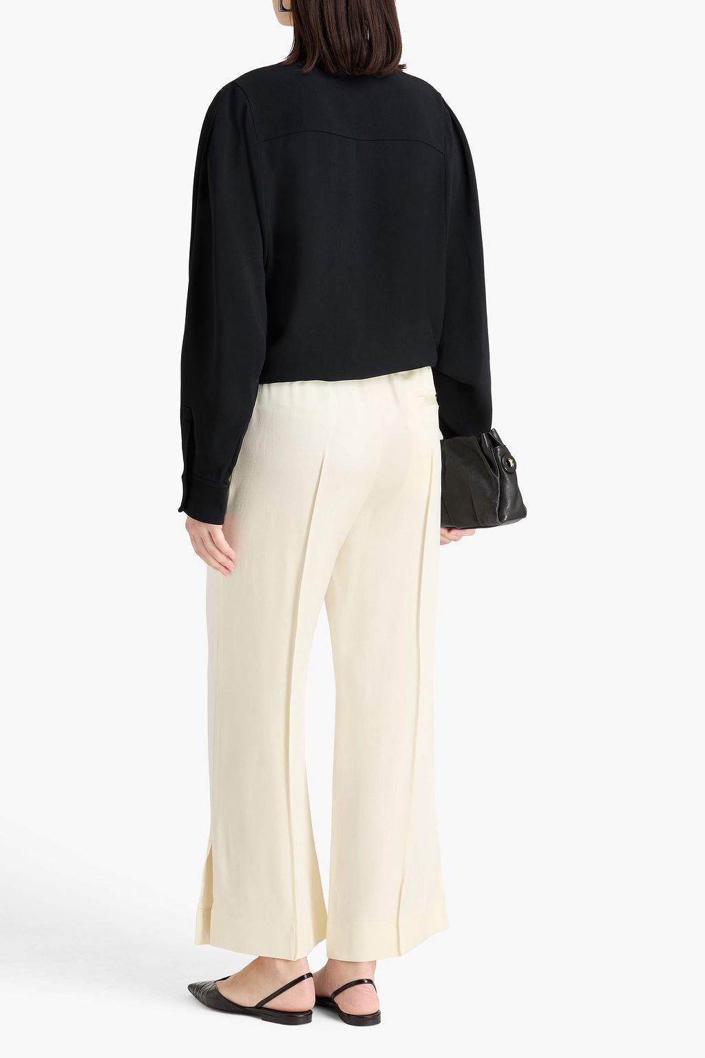 JIL SANDER بنطال بأرجل واسعة من ساتان كريب