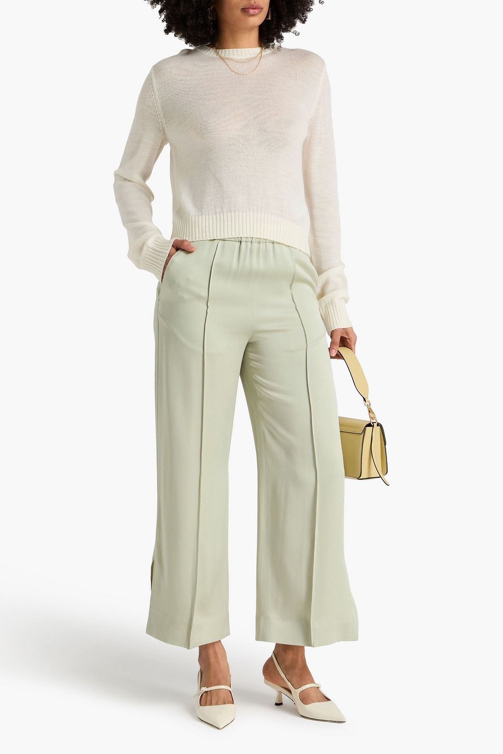 JIL SANDER Satin-crepe wide-leg pants