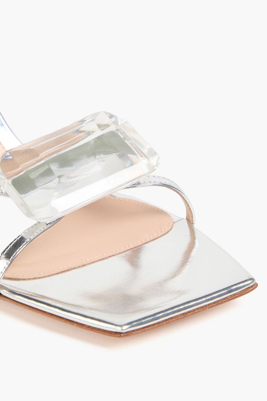 GIANVITO ROSSI Crystal-embellished metallic leather mules