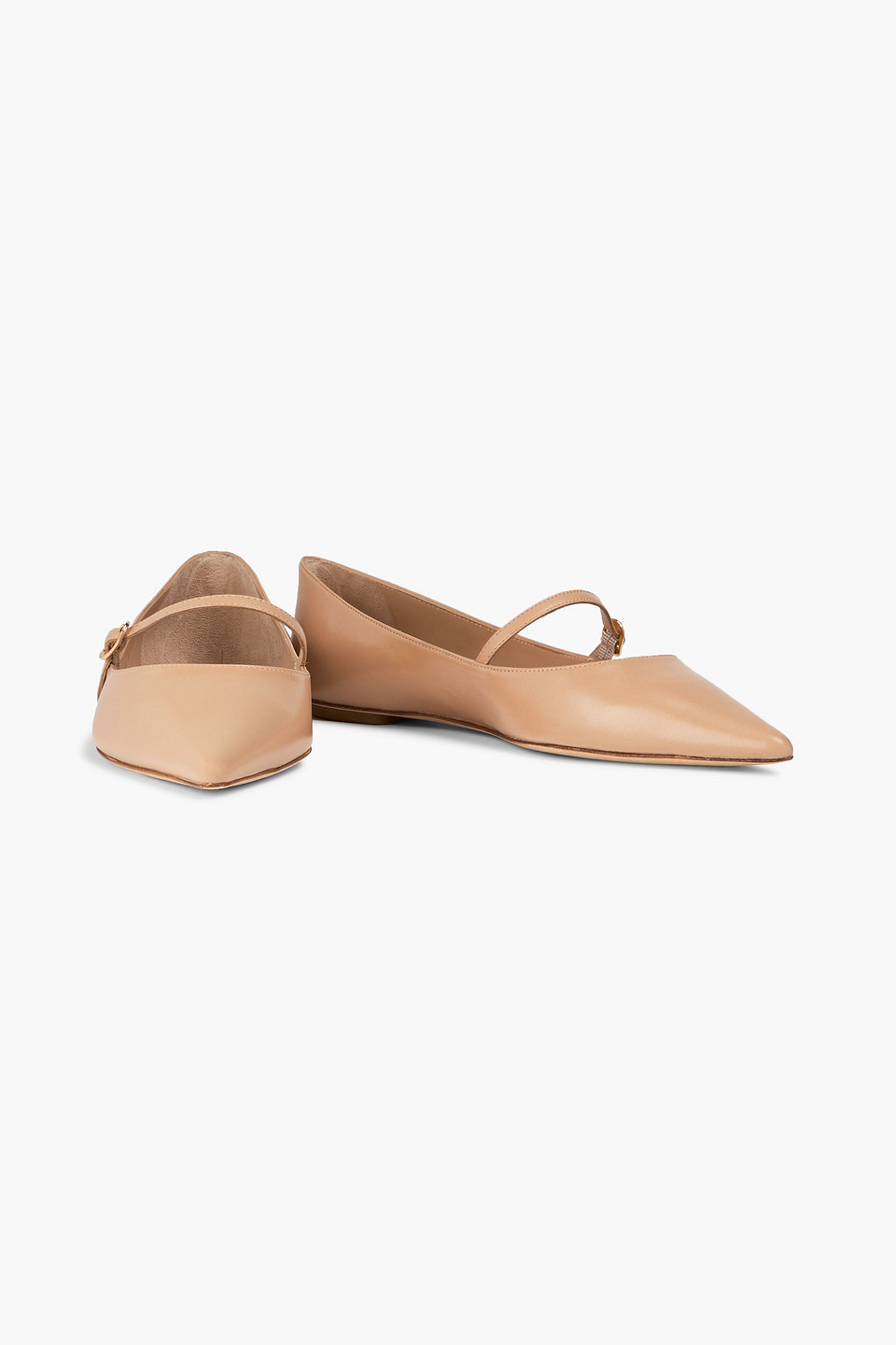 Stuart Weitzman Emilia Leather Mary Jane Flats In Gold