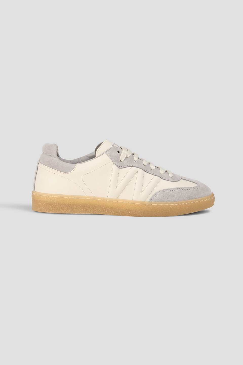 Max Mara Paco Leather And Suede Sneakers In White
