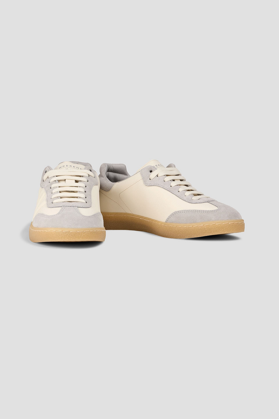 Max Mara Paco Leather And Suede Sneakers In White