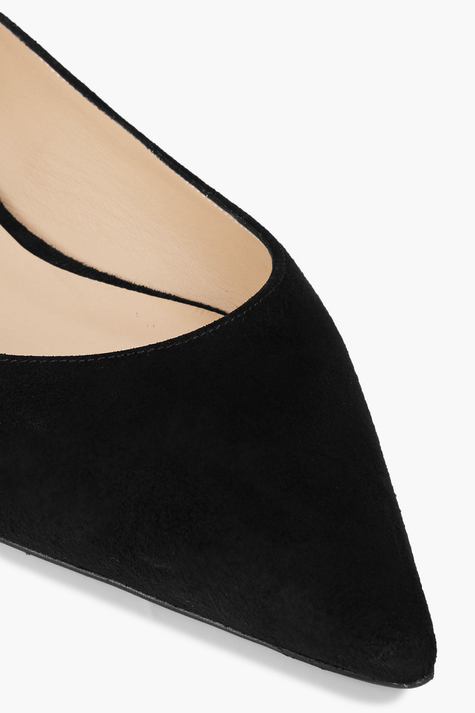 Stuart Weitzman Emilia Suede Point-toe Flats In Black