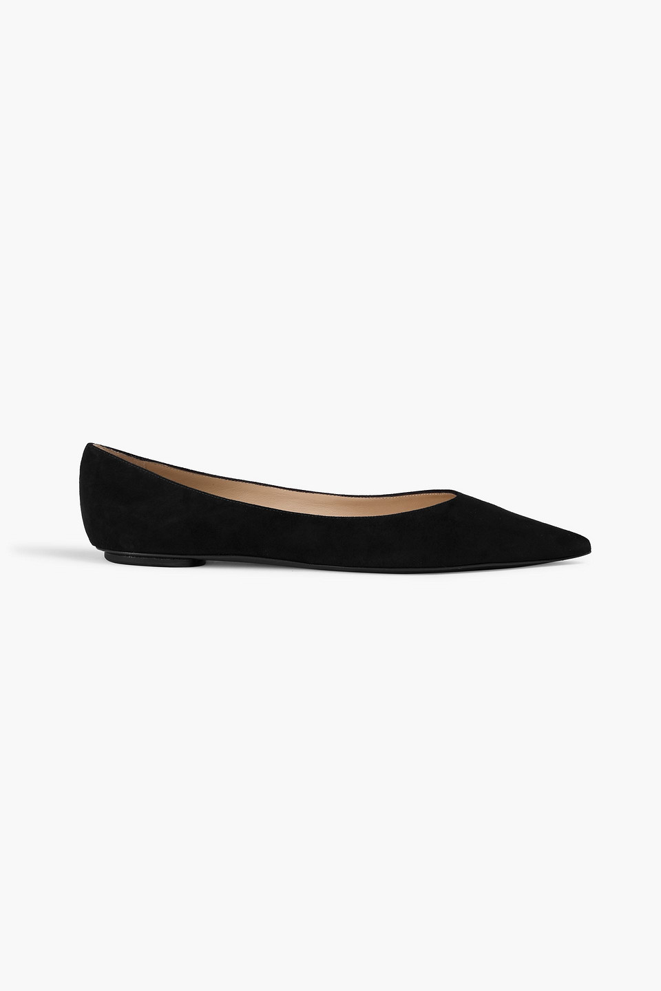 Stuart Weitzman Emilia Suede Point-toe Flats In Black