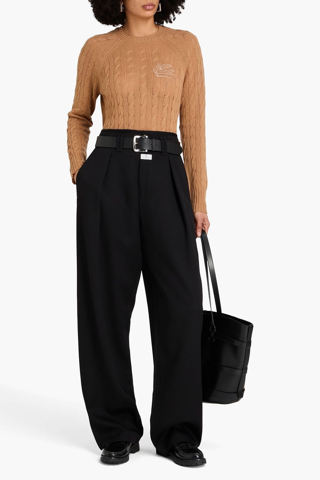 ETRO كنزة رياضية من الكشمير بحبكة مجدولة وتصميم مطرّز