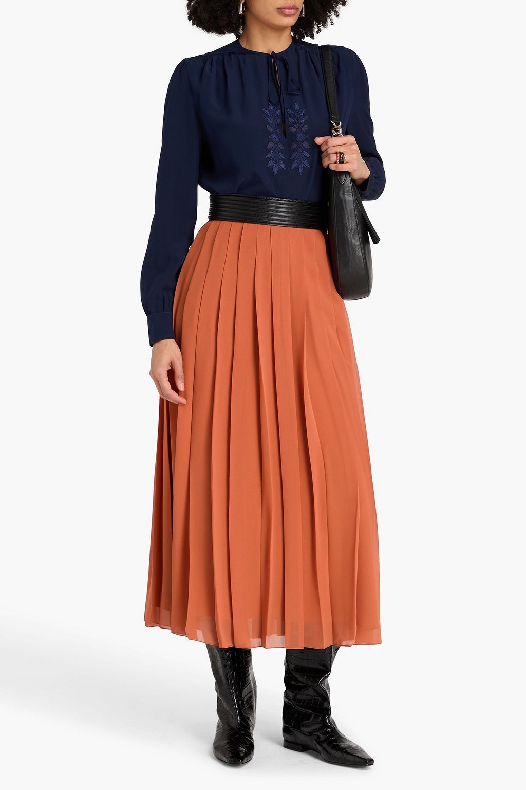 ETRO Embroidered silk-crepe blouse