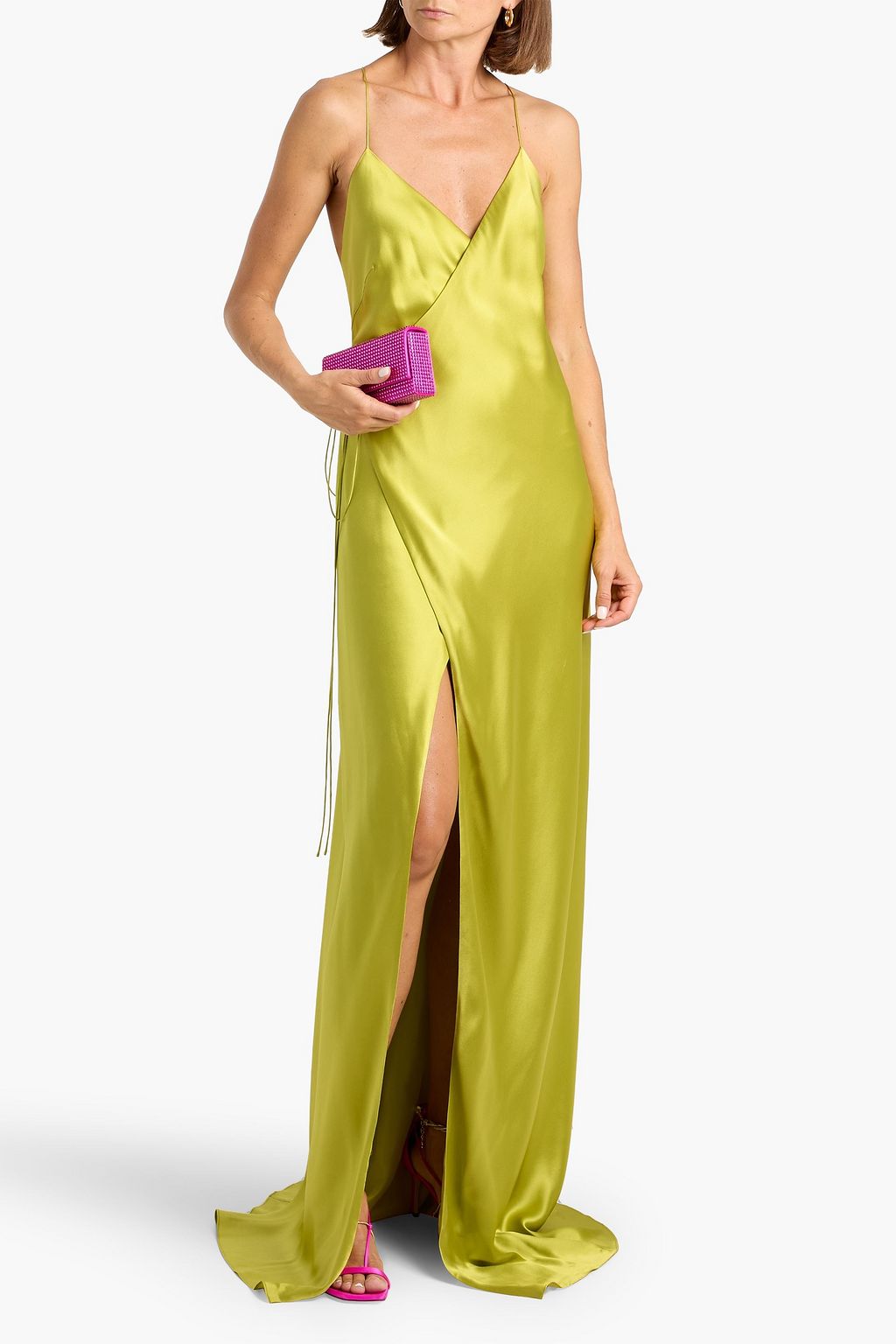 MICHELLE MASON Silk-satin wrap gown